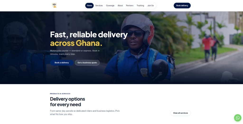 2Wheel Xpress Delivery full stack project interface
