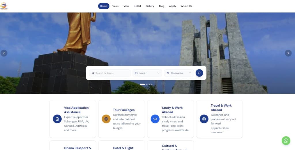 Dream Destination Travel Consult full stack project interface