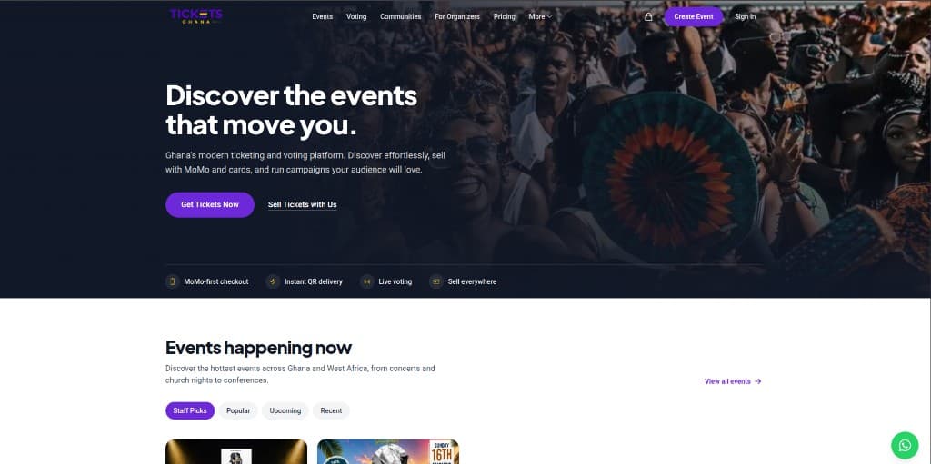 Tickets-Ghana full stack project interface